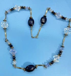 Premier Designs Retired 28” Acrylic Beaded Black Clear Necklace Gold-Tone Metal - Picture 1 of 9