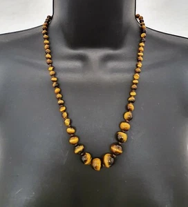 Genuine Tigers Eye Beaded Necklace 27cm - Picture 1 of 6