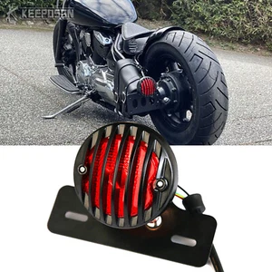 Rear Tail Brake Light Metal License Plate Mount For Yamaha Bobber V Star DraStar - Foto 1 di 11