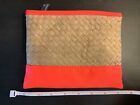 Sephora Summer Woven Straw and Coral Makeup Bag 7 x 5 1/2 " NEW Unused