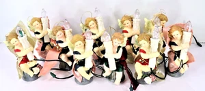 10 Vintage Angels Candle Illuminated Christmas Tree Ornaments 5" Pig Tail Plug - Picture 1 of 12