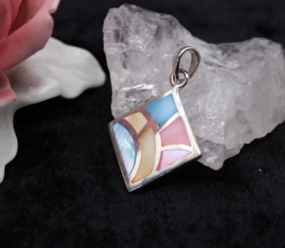 Anhänger Silberanhänger Silber 925 Sterlingsilber mit Perlmutt geometrisch - Bild 1 von 4