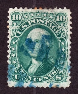 US 68 10c Washington Used w/ Blue Grid VF-XF SCV $65 - Picture 1 of 2