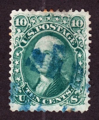 US 68 10c Washington Used w/ Blue Grid VF-XF SCV $65 - Image 1 of 2