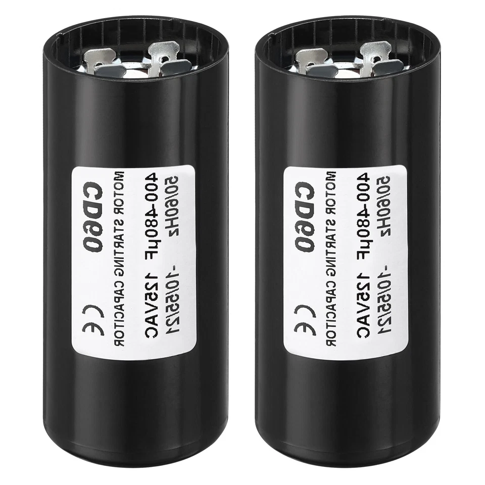 METALLIXITY 2 Pack Motor Start Capacitor 400-480uF/Mfd 125V 50/60Hz CD60 Run Capacitor Motor