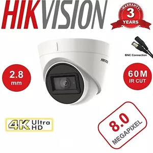 Hikvision 8MP CCTV Camera 4K UHD Turret Turbo HD TVI BNC DS-2CE78U1T-IT3F 2.8MM - Picture 1 of 3