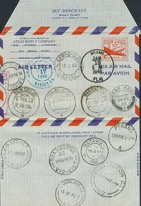 US FDC ATLAS SKY MERCHANT World Wide Flight 1948 - 31 Hand Cancels 44,500 Miles - Picture 1 of 2