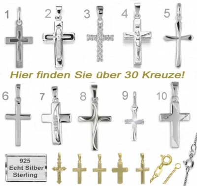 Kreuz Anhänger ECHTSCHMUCK 925 Silber Panzerkette Damen Herren Kinder Geschenke - Bild 1 von 4
