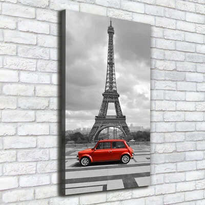 Leinwand-Bild Kunstdruck Hochformat 50x100 Bilder Eiffelturm Auto - Bild 1 von 4