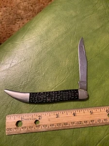 Antique WINCHESTER Toothpick Pocket Knife 1919-42 Jigged Bone Black Nice Knife-2 - Picture 1 of 12