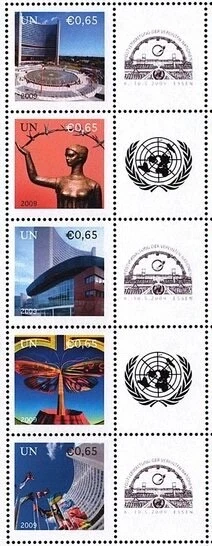 UN Vienna #Mi592A-Mi596A MNH 2009 Greetings Essen Emblems [Blue Gum][449b] - Image 1 of 1