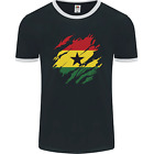 Torn Ghana Flag Ghanaian Day Football Mens Ringer T-Shirt Fotl