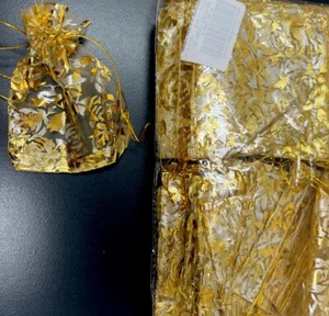 100 Piezas Bolsas de Organza Doradas Boda Fiesta Regalo Favor Caramelo Transparente o Joyería Bolsas - Imagen 1 de 4