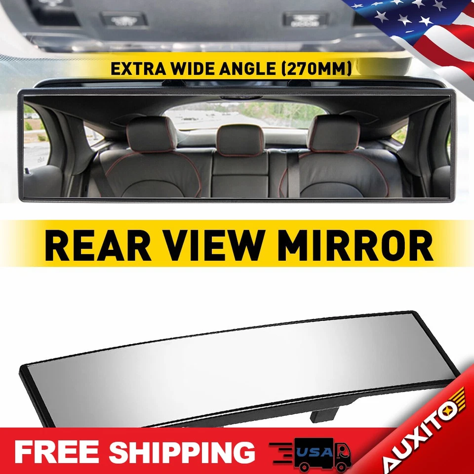 Espelho traseiro de carro 270 mm HD ângulo de visão claro convexo amplo interior branco panorâmico - Imagem 1 de 4