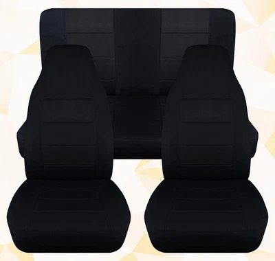 Fundas de asiento delanteras y traseras para Jeep Wrangler LJ 2003-2006 algodón negro Foto 1 de 4
