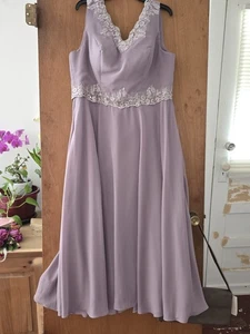 Mac Duggal Corset Dress Prurple Size 16 74669 V Neck Chiffon Motb Bridesmaid - Picture 1 of 10