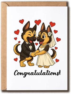 Tarjeta de boda de pastor alemán - lindo aniversario y saludo de San Valentín Foto 1 de 4