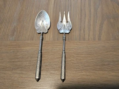 Juego de tenedores y cucharas de plata 800 vintage, 34 gramos, marcado - ornamentado, ¡vale la pena echarle un vistazo! Foto 1 de 4