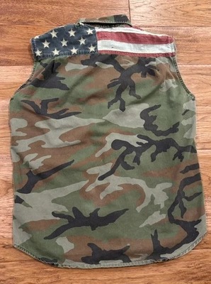 Camisa Ralph Lauren Denim & Supply Camuflada Bandera de EE. UU. Militar Envejecida Sin Mangas M Foto 1 de 4