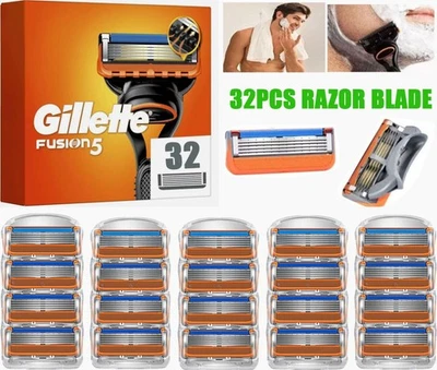 32X Gillette Fusion Blade Refills Compatible For Gillette Fusion 5 Proglide -