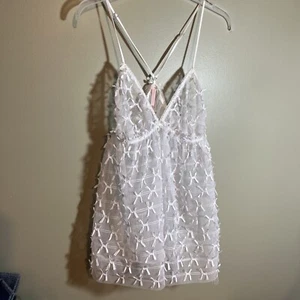 Victorias Secret Size L White Sheer Babydoll Nighty With Bows  - Picture 1 of 5