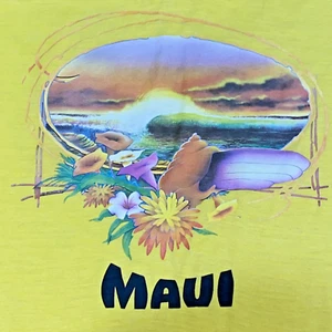 Vtg Maui Hawaii Vacation Souvenir 50/50 Iron On Single Stitch Shirt Size Large - Picture 1 of 5