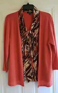 ELEMENTZ Cardigan w/Attached Blouse - PXL - Open Front w/Btn Blouse, 3/4 Sleeves - Picture 1 of 4