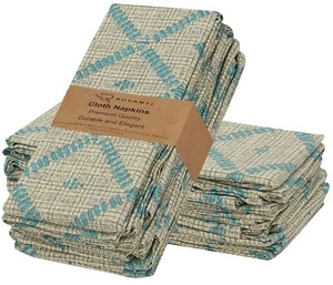 Linear Cloth Napkins 12 Pack 18x18 Inch 100% Cotton Washable Absorbent - Picture 1 of 8