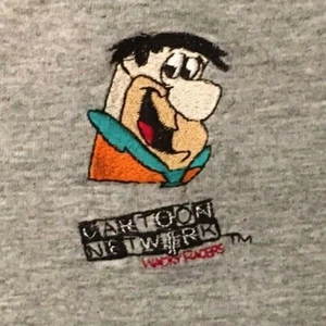 Fred Flintstone 1997 network wacky racers, single stitch, embroidered , large T - Picture 1 of 8