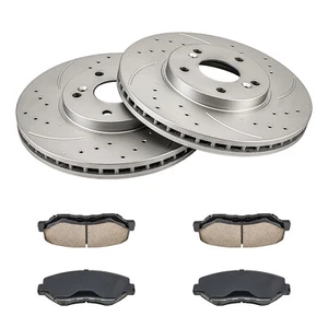 Front Drilled Brake Rotors Brake Pads For 2003-2007 2008 Honda Pilot - Picture 1 of 10