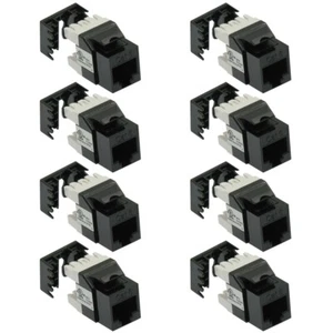 8x Cat6 RJ45 Ethernet LAN Network Keystone Jack 180° Degree 110 Punch Down Black - Afbeelding 1 van 3