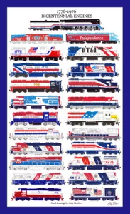 Bicentennial Locomotives 12"x18" matted poster Andy Fletcher signed - Picture 1 of 1