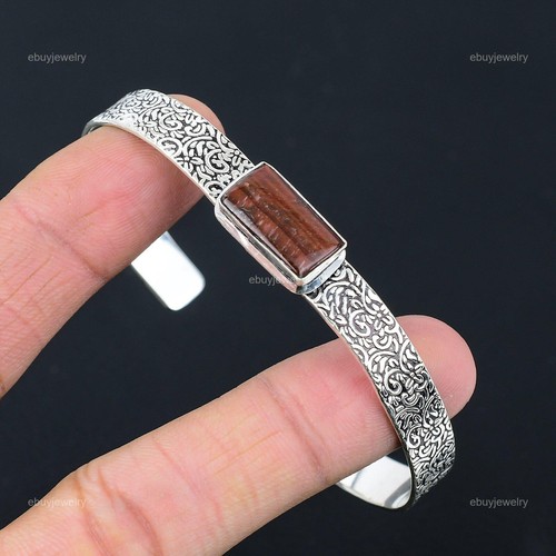 VALENTINO Bracciale da donna regolabile argento sterling 925 pietra preziosa occhio di tigre naturale