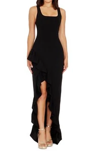 Dress The Population DDRJ71-3053 Charlene Ruffle Hi-Lo Gown SZ XS Black - Picture 1 of 2