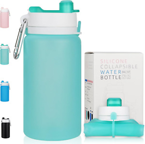 Collapsible Water Bottle 19Oz Foldable Water Bottle BPA Free Reusable Green