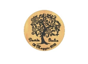 ALBERO DELLA VITA Calamita magnete in legno Matrimonio bomboniera personalizzata - Foto 1 di 2