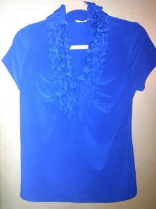 Dressy Cato Midnight Blue Pullover Shirt Capped Sleeves Size M - Picture 1 of 3