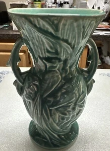McCoy Vintage Pottery Green Bird of Paradise Vase Double Handle 8" MCM 1948 #1 - Picture 1 of 7