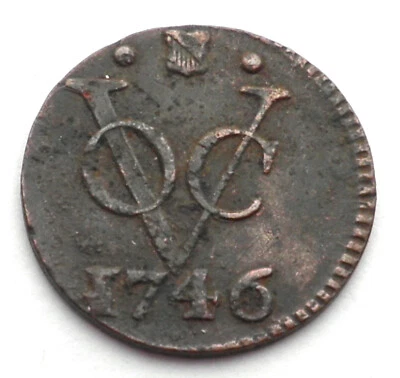 PAÍSES BAJOS INDIAS ORIENTALES VOC UTRECHT 1 DUIT 1746 KM#111.1 LL11.7 Foto 1 de 2