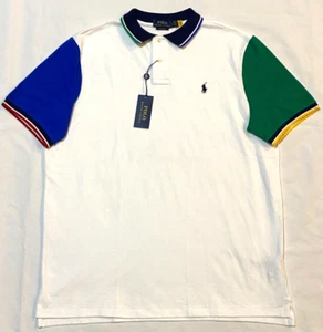 Polo Ralph Lauren Men's Classic Fit Color-Blocked Mesh Polo Shirt-white-Large - Picture 1 of 9