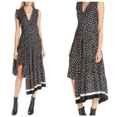 Vestido midi de seda con estampado floral negro 3.1 Phillip Lim dobladillo asimétrico talla 8 Foto 1 de 4
