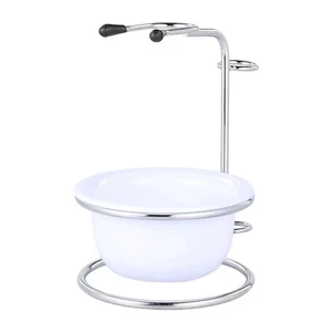 Men's Shaving Stand Holder With Soap Bowl/Mug for Safety Razor Brush Black/White - Picture 1 of 13
