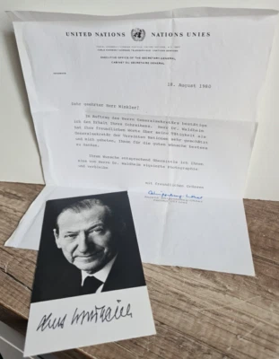 Autogramm mit Brief - Kurt Waldheim - Generalsekretär Vereinte Nationen - Bild 1 von 3