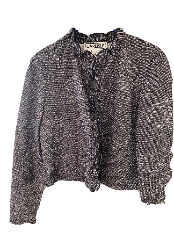 Carlisle black and white ruffled dressy jacket size 8 - Изображение 1 из 1