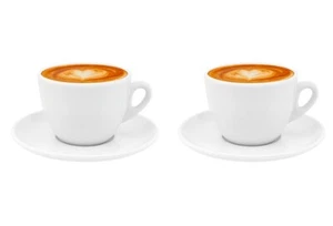 Kaffeetassen & Untertassen - 2 weiße dickwandige Porzellan Cappuccino Tassen - Bild 1 von 4