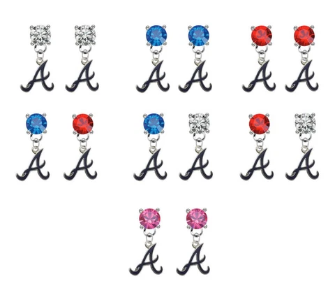 Atlanta Braves Style 3 Crystal Bling Earrings Stud Post Dangle - Pick Colors Cover