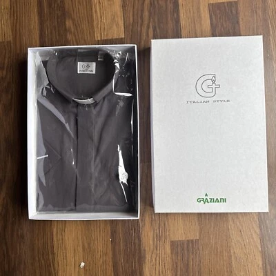 Camicia Clero Chierico Vicario Sacerdote Collo Manica Corta Grigio 39/15 1/2 Graziani - Immagine 1 di 4