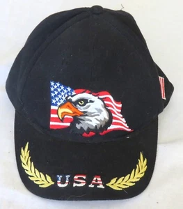 Gorra de acrílico negra con bandera de águila calva de EE. UU. - Imagen 1 de 4