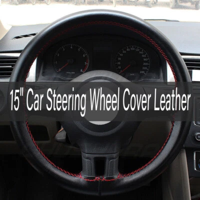 15" Genuine Leather Car Steering Wheeorl Cover For Ford Maverick - Image 1 of 4