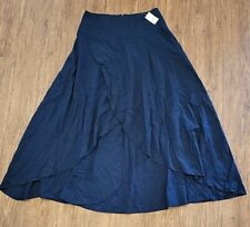 Versona Skirt Women's 14 Navy Blue Ruffled Long Flowy Layered Bohemian Skirt NWT